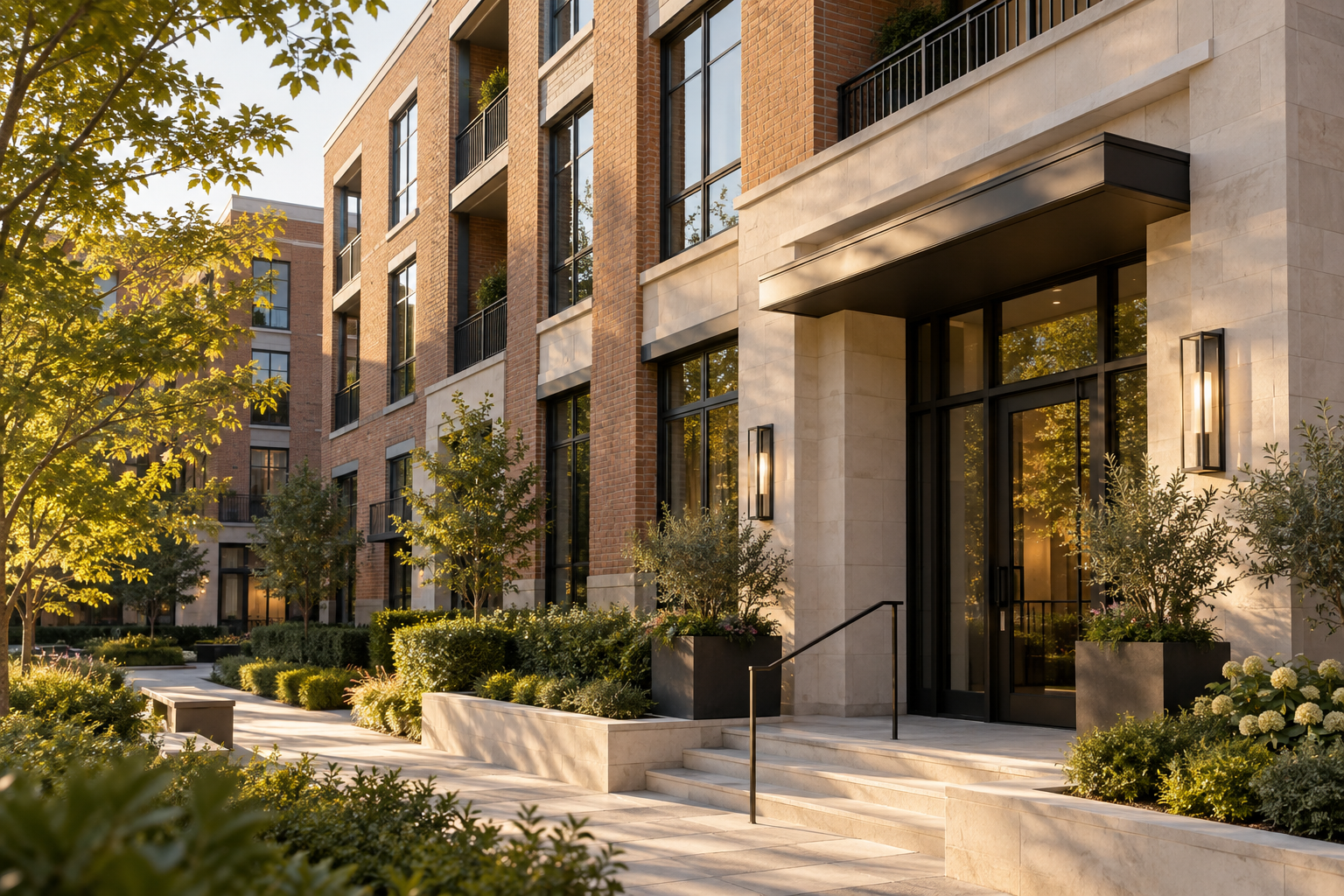 Illustrative contemporary multifamily building